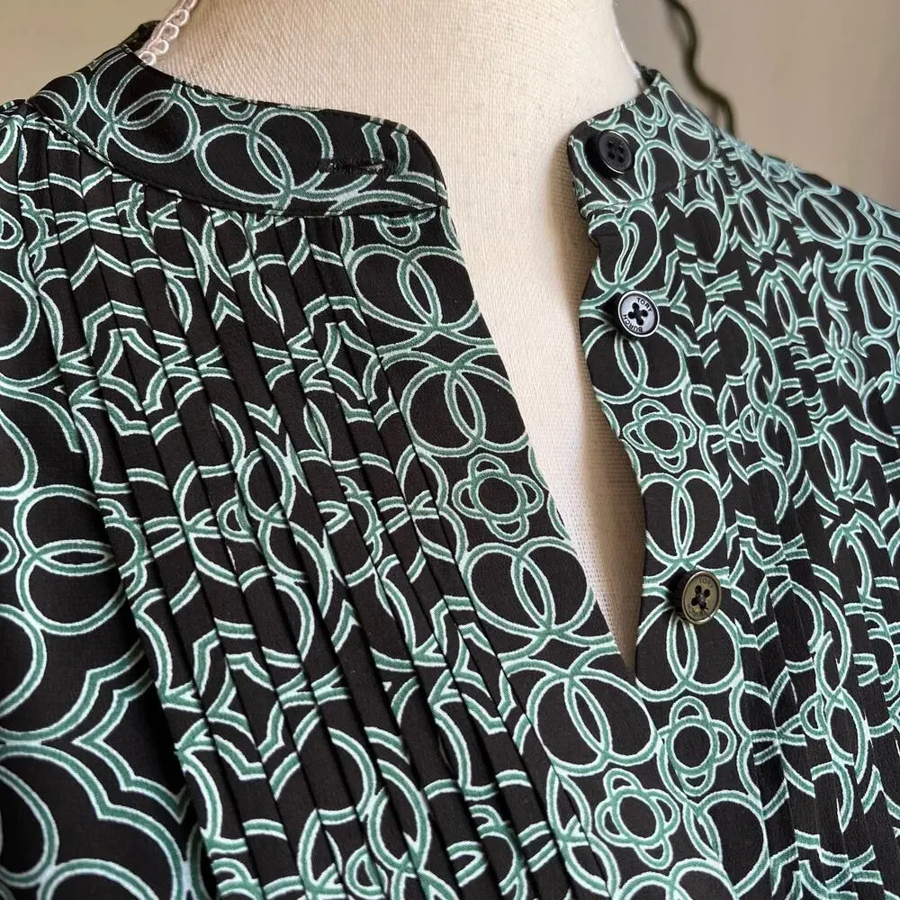 Tory Burch Massey Silk  Mini Dress Tunic Abstract Women's Size 0‎ XS Blue Green